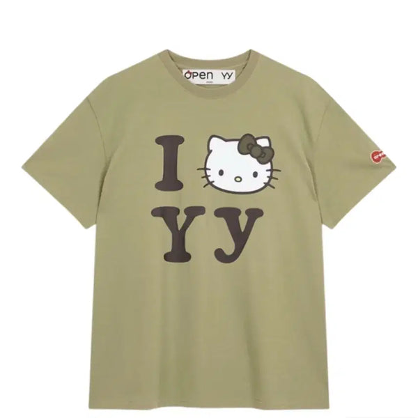 [BUNJANG] Openyy Hello Kitty T-Shirt Khaki / 오픈와이와이 헬로키티 티셔츠 카키 새상품