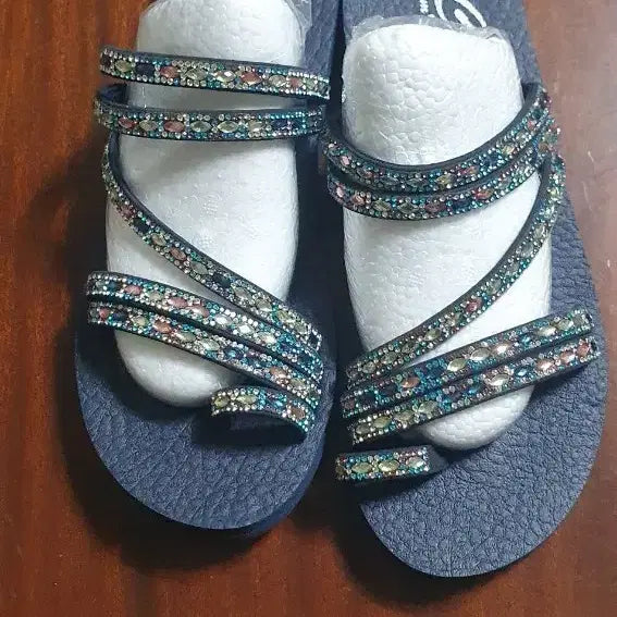 [BUNJANG] Skechers Cali Yoga Foam Sandals Navy Cubic Accents / 스케쳐스 요가폼 샌들 쪼리 245