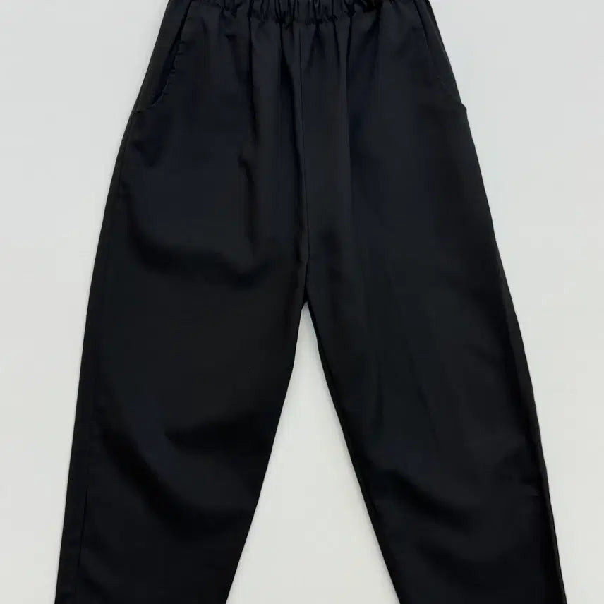 [BUNJANG] Unisex Black Wide-Leg Banding Slacks Pants / 밴딩 와이드 슬랙스 팬츠 블랙