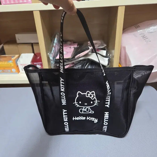 [BUNJANG] Hello Kitty Black Mesh Tote Bag / 헬로키티 블랙 메쉬 토트백