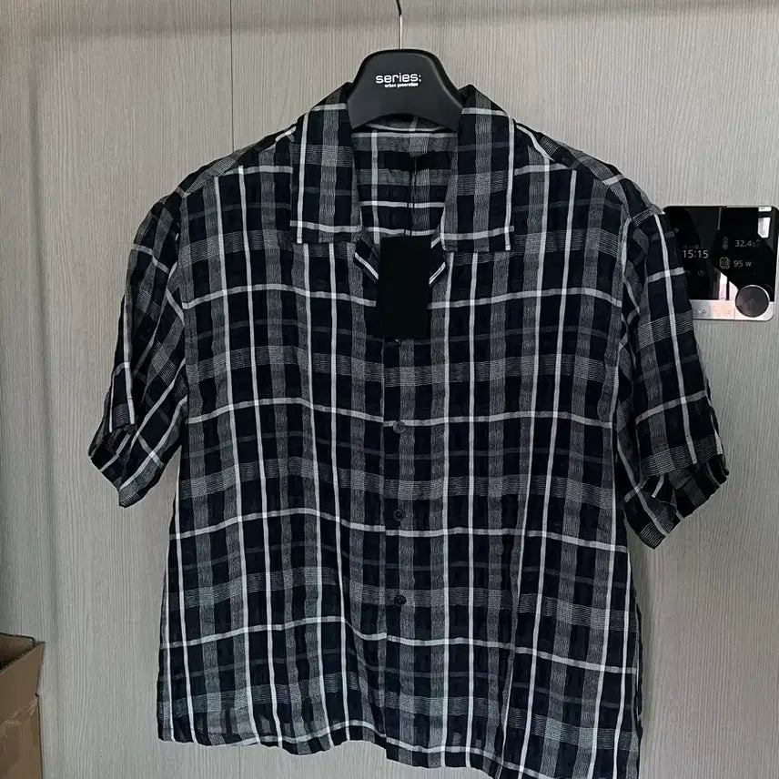 [BUNJANG] DNSR Sheer Open Collar Half Shirt - Size L / DNSR 시어 오픈카라 하프 셔츠 -새제품 L