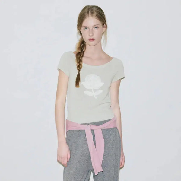 [BUNJANG] Sinoon Flower Raglan Knit Mint / 시눈 플라워 레글런 니트 민트