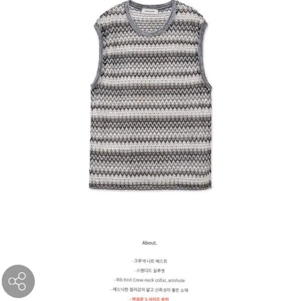 [BUNJANG] Andersson Bell Monaco Knit Vest L Sleeveless Mesh Vest / [새상품] 앤더슨벨 모나코 니트 베스트 L 슬리브리스 메쉬 메시 조끼
