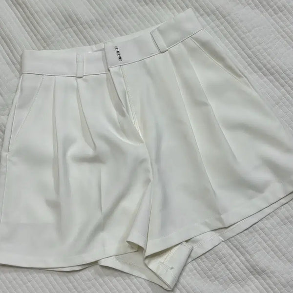 [BUNJANG] Color With Closet Half Slacks Shorts White XS / xs 하프 슬렉스 반바지 화이트 컬러위드클로젯 뼈말라