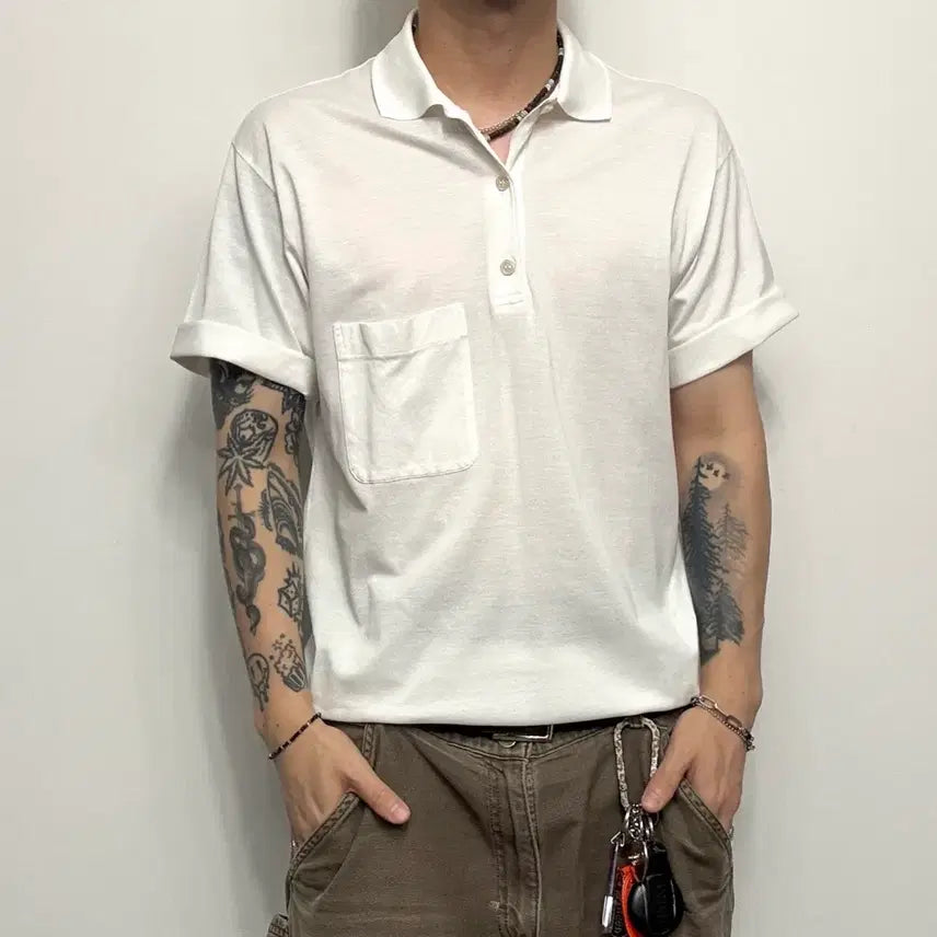 [BUNJANG] Ermenegildo Zegna White Short Sleeve Polo Shirt / Ermenegildo Zegna 에르메네질도 제냐 화이트 반팔 카라티
