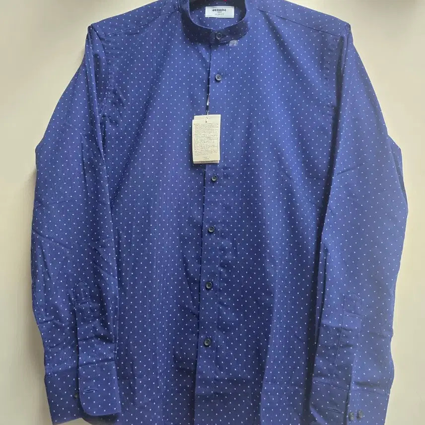 [BUNJANG] Renoma Dot China Collar Cotton Shirt 95 (Slim Fit) / 새상품)레노마  도트 차이나카라 면 셔츠 95(슬림핏)