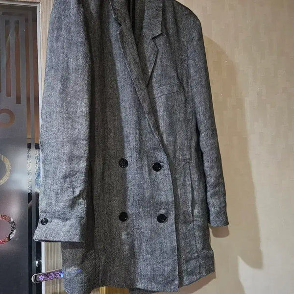 [BUNJANG] The Couple's Double Button Long Jacket - Gray / 새옷)더쿠플스더블 버튼 롱 재킷 그레이