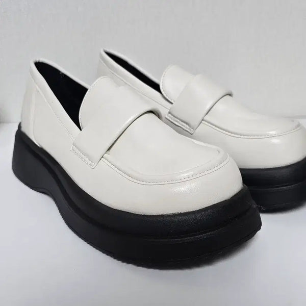 [BUNJANG] White Platform Loafers / 로퍼 흰색 통굽 슈즈 235/245