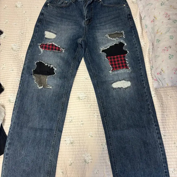 [BUNJANG] Seafolly Edition Kunning Denim Blue Patched Pants L / 서피스에디션 커닝 데님 블루 패치드 팬츠 청바지 L