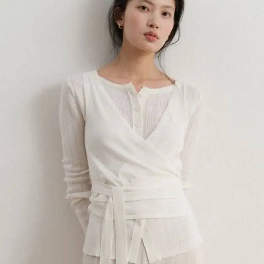 [BUNJANG] Towave Wrap Cardigan Set Ivory / 토와브 랩 가디건 세트 아이보리