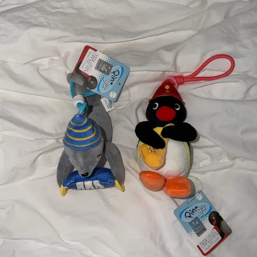 [BUNJANG] Pingu Accordion Seal Lobby & Saxophone Pingu Plush Keychain Set / 핑구 아코디언 물개 로비 + 색소폰 핑구 인형 키링 세트