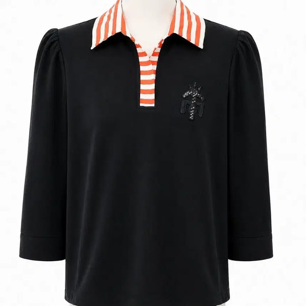 [BUNJANG] Time Black Kara Polo Knit / 타임 블랙 카라  폴로 니트 한섬