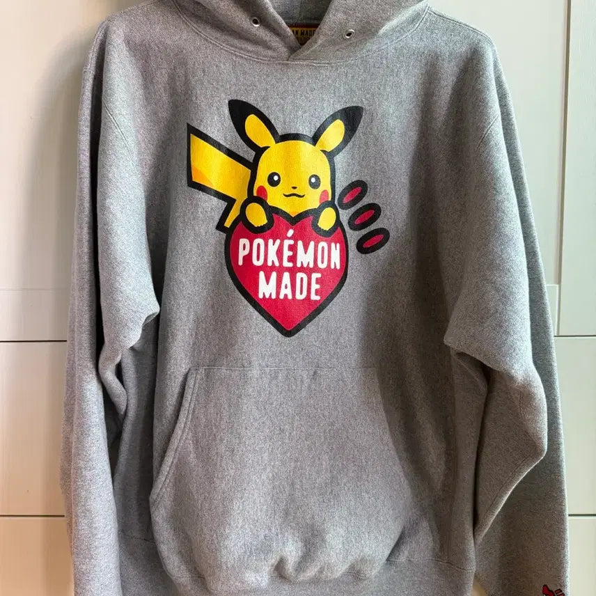 [BUNJANG] Human Made x Pokemon Made Heavyweight Hoodie Grey / 휴먼 메이드 x 포켓몬 메이드 헤비 웨이트 후드 그레이