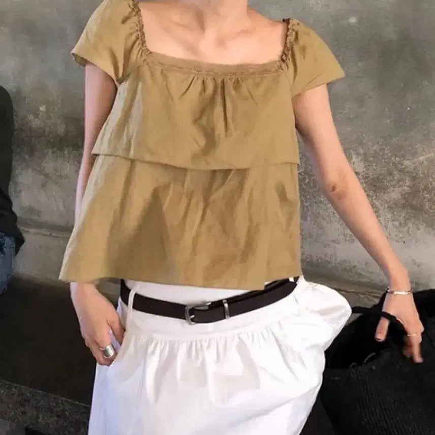 [BUNJANG] HOWS ORNE Lace Blouse (Olive) / 운포)호와스 블라우스 ORNE LACE BLOUSE (올리브)