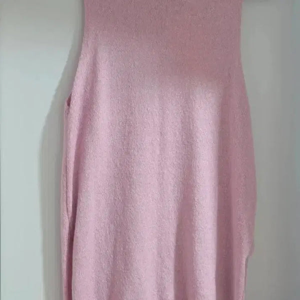 [BUNJANG] Women's Lavender Pink Knit Sleeveless Long Vest / 여성 라벤더핑크컬러 롱조끼