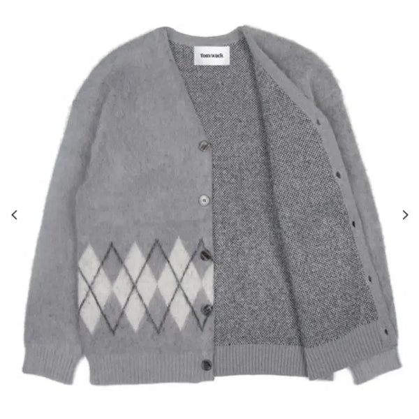 [BUNJANG] Tonywack Argyle Mohair Alpaca Cardigan (Gray) / [M] 토니웩 아가일 모헤어 알파카 가디건 (그레이)