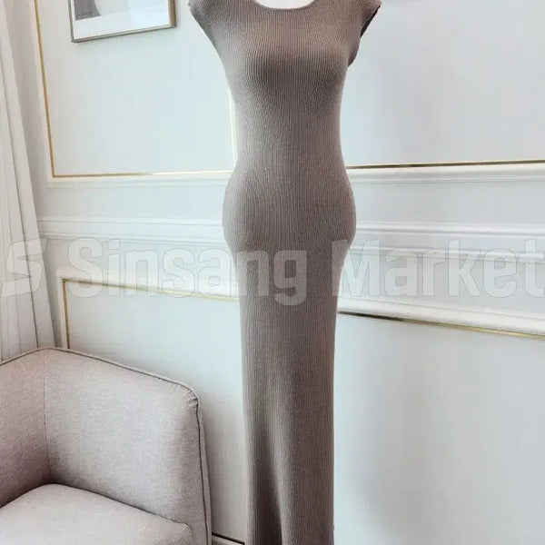 [BUNJANG] Women's Long Ribbed Knit Dress Glam Fit / [빠른발송] 말랑원피스 롱 니트 골지 섹시 글램