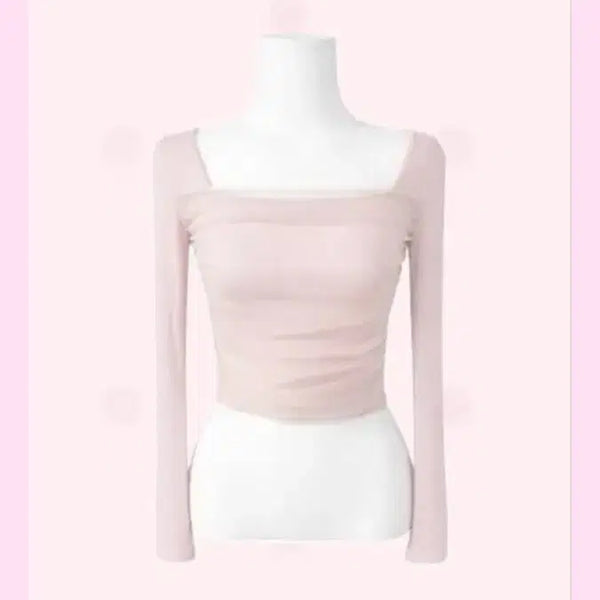[BUNJANG] Yeori Mood Romantic Chiffon Layered Square Neck Long Sleeve Top / [여리무드\로맨틱..] 쉬폰 레이어드 스퀘어넥 긴팔