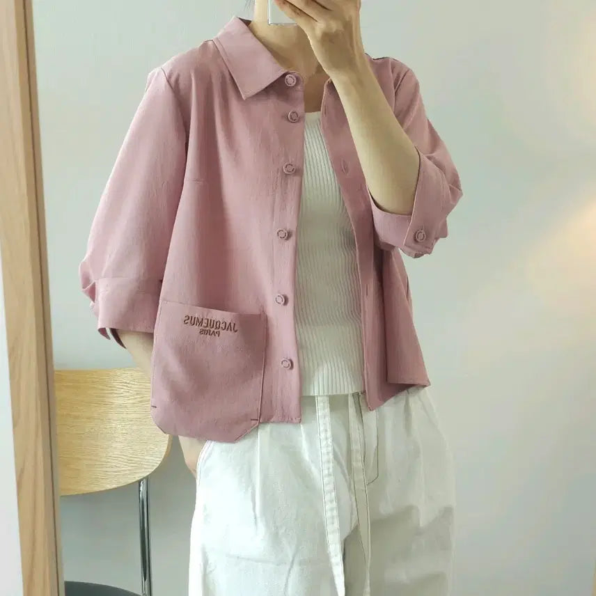 [BUNJANG] Jacquemus Pink 7/10 Sleeve Shirt / (55)여성 7부 셔츠 핑크 W4483