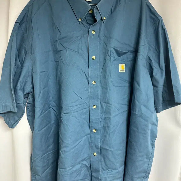 [BUNJANG] Carhartt Blue Short Sleeve Button-Down Shirt XL / 칼하트 블루 반팔 셔츠 XL
