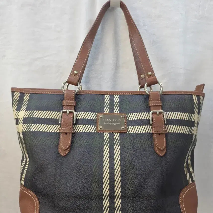 [BUNJANG] Beanpole Classic Check Shoulder Tote Bag with Mini Pouch Set / [정품/세트] 빈폴 클래식 체크 숄더 토트백 + 미니 파우치 세트