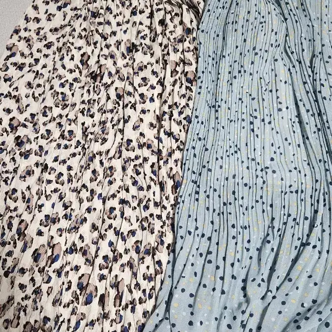 [BUNJANG] Pleated Long Skirt Set (Leopard & Dot Pattern) / 플리츠 롱 스커트 두개 세트