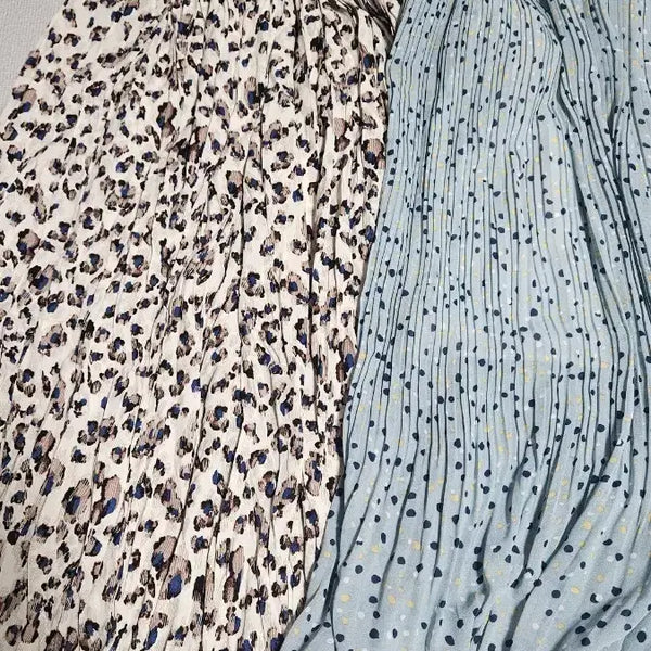 [BUNJANG] Pleated Long Skirt Set (Leopard & Dot Pattern) / 플리츠 롱 스커트 두개 세트