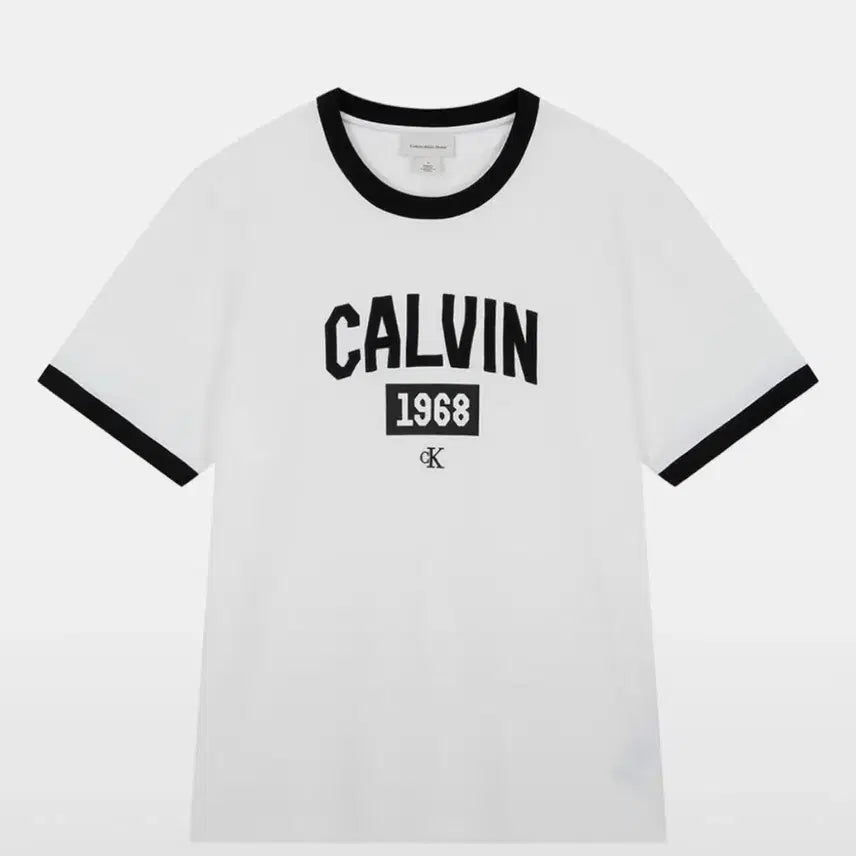 [BUNJANG] Calvin Klein CK Ringer T-Shirt White / 캘빈클라인 CK 반팔 반팔티 인더시티 이지핏 링거 캘빈반팔 화이트