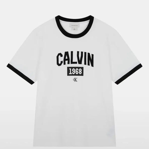 [BUNJANG] Calvin Klein CK Ringer T-Shirt White / 캘빈클라인 CK 반팔 반팔티 인더시티 이지핏 링거 캘빈반팔 화이트