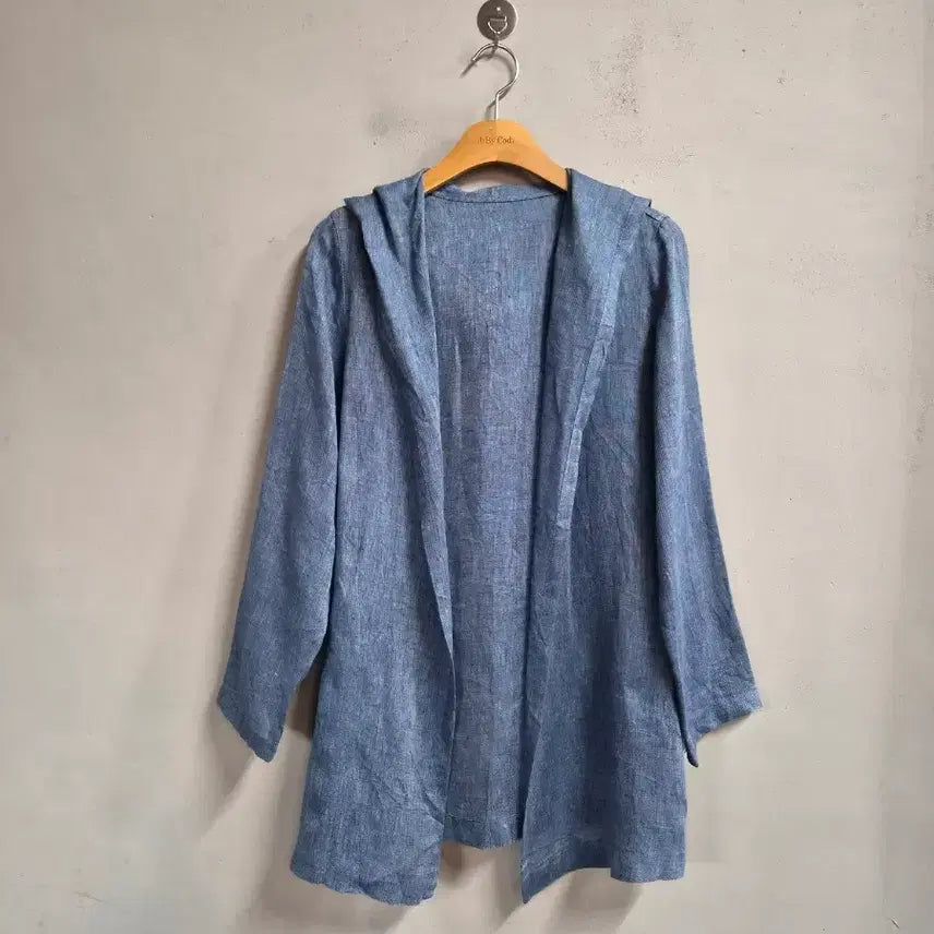 [BUNJANG] Glitzern 100% Linen Hooded Cardigan Blue M / Glitzern 린넨 100% 후드 가디건 블루 M