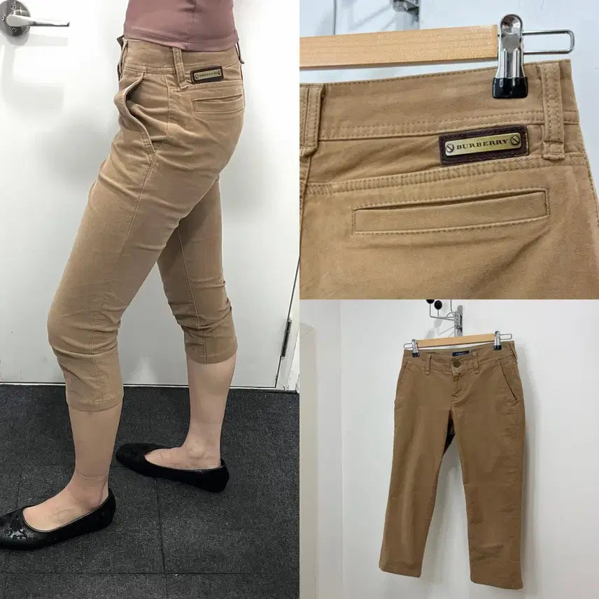 [BUNJANG] Burberry Beige Calfskin Capri Pants / 버버리 베이지 카프리 팬츠 바지