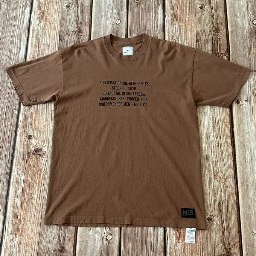 [BUNJANG] Uniform Experiment MIS Short Sleeve T-Shirt Brown Size 3 / 유니폼 익스페리먼트 MIS 반팔 티셔츠 브라운 3 사이즈