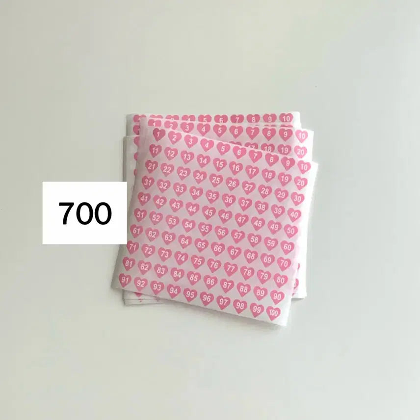 [BUNJANG] Pink Heart Number Stickers (1-100) / 핑크 하트 숫자 스티커