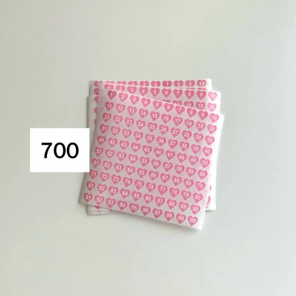 [BUNJANG] Pink Heart Number Stickers (1-100) / 핑크 하트 숫자 스티커