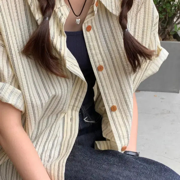 [BUNJANG] Ordinaryment Lupin Seersucker Shirt / 오디너리먼트 루핀 시어서커 셔츠