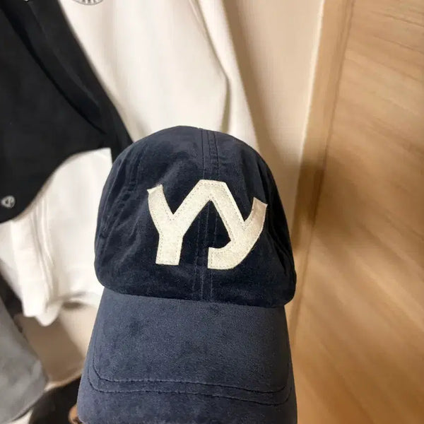 [BUNJANG] YY Open Ball Cap Navy Velvet / 오픈 yy 볼캡 네이비 (벨벳 소재)