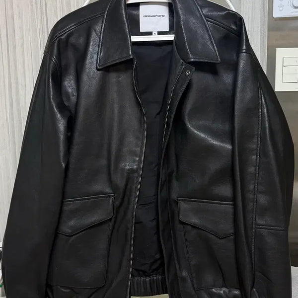 [BUNJANG] Espionage Bomber Leather Jacket XL / 에스피오나지 봄버 가죽자켓 XL