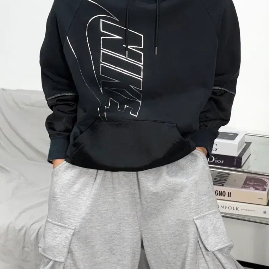 [BUNJANG] Nike Black Big Logo Hoodie L / 나이키 블랙 빅로고 후드티 L