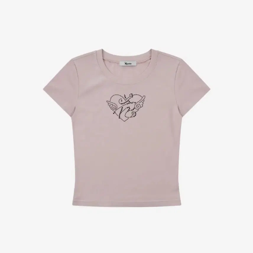 [BUNJANG] CASICO Flower Heart Baby Tee Pink Short Sleeve / 카시코 Flower heart baby tee pink 반팔 갸루 핑크