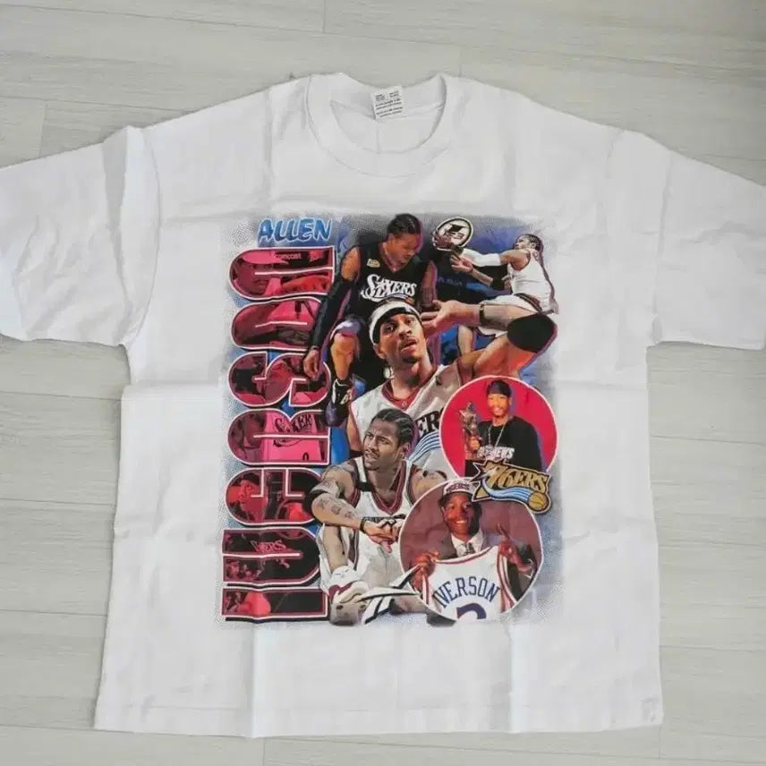 [BUNJANG] Allen Iverson Digital Big Printing White T-Shirt XL / 앨런아이버슨 디지털 빅프린팅 화이트 반팔티셔츠