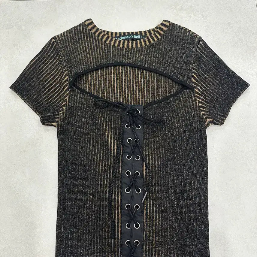 [BUNJANG] Andersson Bell Women's Knit Short Sleeve Lace-Up Top / 앤더슨벨 여성 니트 반팔