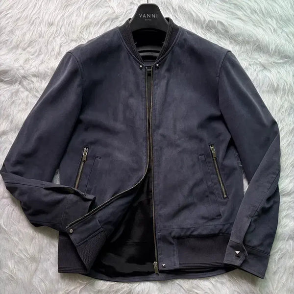 [BUNJANG] System Homme Vegan Suede Studded Bomber Jacket Stone / 시스템옴므 / 비건 스웨이드 스터드 봄버 스톤 / 95