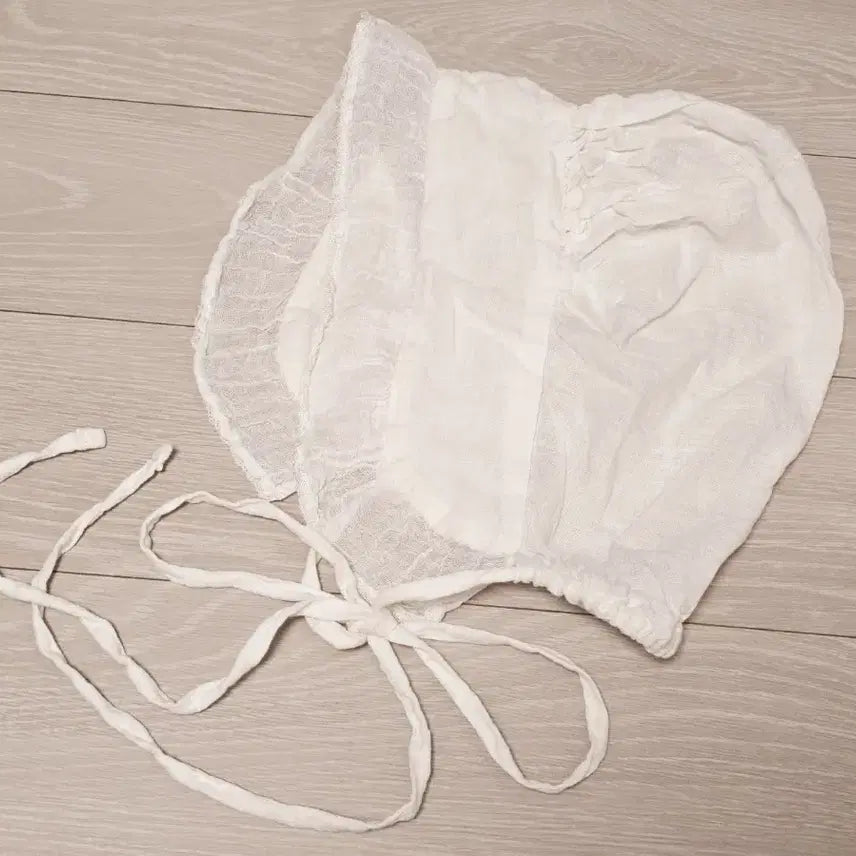 [BUNJANG] Jammie White Linen Bonnet / 잼머 화이트 린넨 보닛 보넷