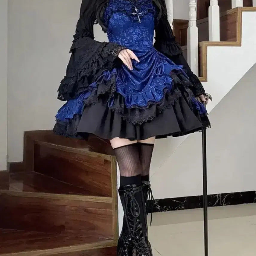 [BUNJANG] Goth Lolita Blue Dress / 로리타 원피스 고스로리 블루 중브
