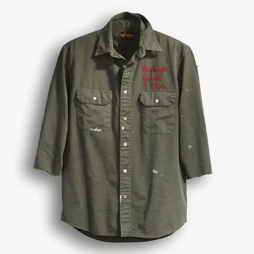 [BUNJANG] Levi's Vintage Clothing LVC Twill Tab Customized Painted Shirt M / 리바이스빈티지클로딩 LVC 트윌탭 커스터마이즈 페인팅 셔츠 M