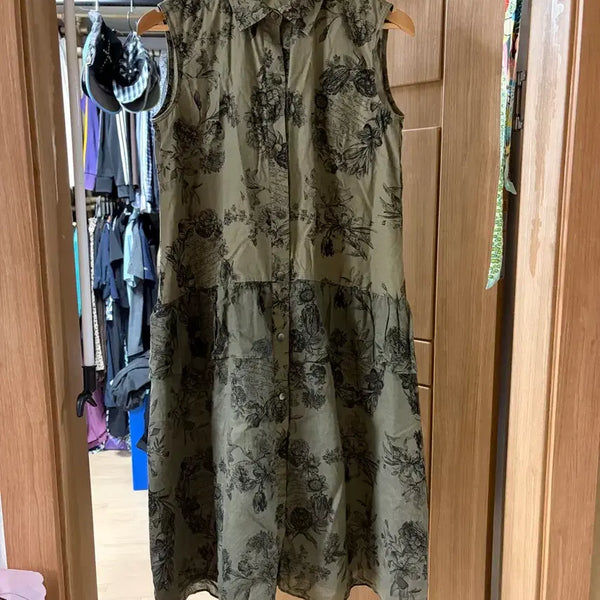 [BUNJANG] Vintage Flower Pattern Sleeveless Maxi Dress / 빈티지 플라워 원피스