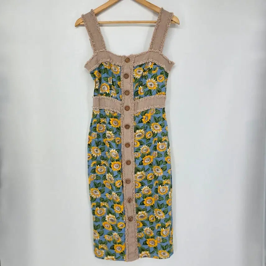 [BUNJANG] Sunflower Pattern Sleeveless Summer Maxi Dress / 해바라기 패턴 민소매 썸머 원피스 [C31050]