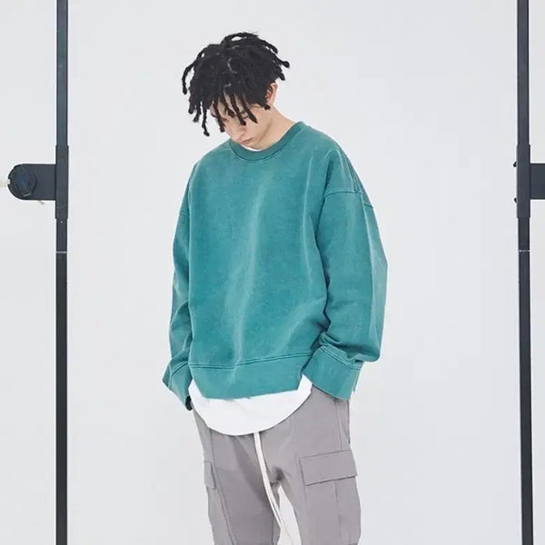 [BUNJANG] Attention로우 Heavy Sweatshirt Viridian Green Size 1 / 어텐션로우 헤비 맨투맨 버리디안 그린 1사이즈