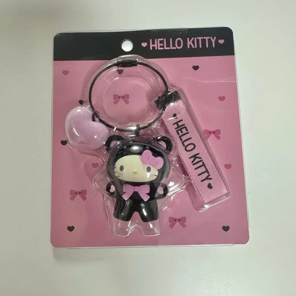 [BUNJANG] Sanrio Hello Kitty Black Bear Makuro Animals Fluffy Keyring / (정품) 산리오 헬로키티 블랙 베어 마쿠로 애니멀즈 플로키 키링