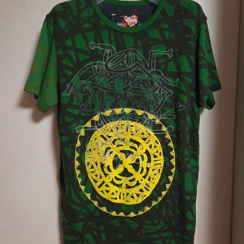[BUNJANG] Desigual Green Print Short Sleeve T-Shirt / 데시구알  녹색 프린트 반팔 티셔츠